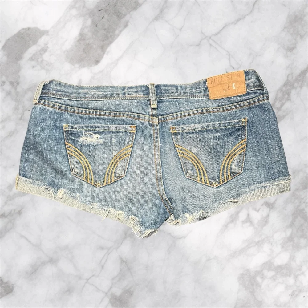 Vintage‎ 2000s Hollister Y2K Low Rise Distressed Denim Cutoff Shorts Womens 1